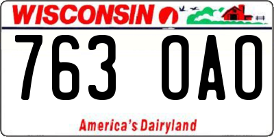 WI license plate 763OAO