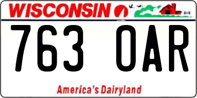 WI license plate 763OAR