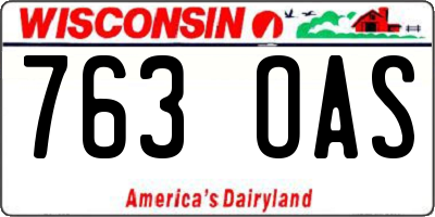 WI license plate 763OAS