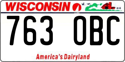 WI license plate 763OBC