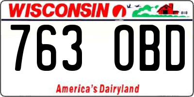 WI license plate 763OBD