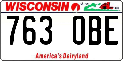 WI license plate 763OBE