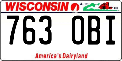 WI license plate 763OBI