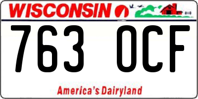 WI license plate 763OCF