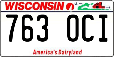 WI license plate 763OCI
