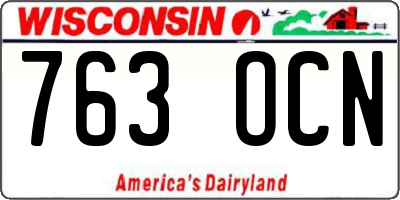 WI license plate 763OCN