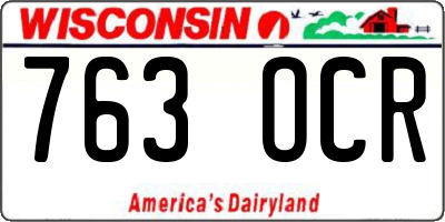 WI license plate 763OCR