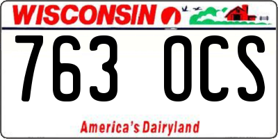 WI license plate 763OCS