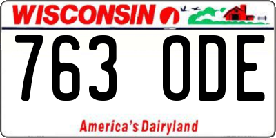 WI license plate 763ODE