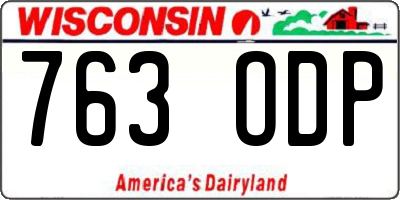 WI license plate 763ODP