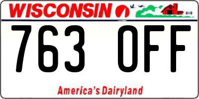 WI license plate 763OFF