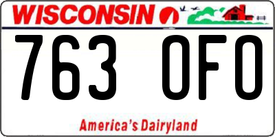 WI license plate 763OFO