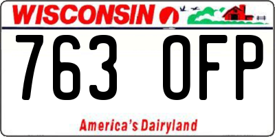 WI license plate 763OFP