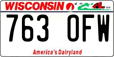 WI license plate 763OFW
