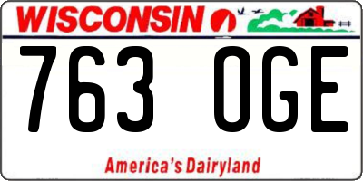 WI license plate 763OGE