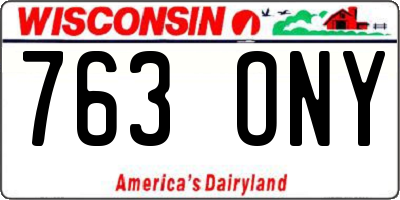 WI license plate 763ONY