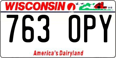 WI license plate 763OPY