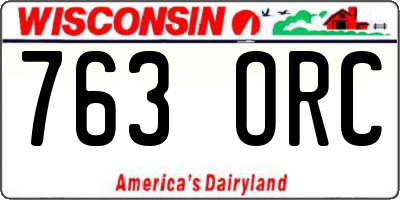 WI license plate 763ORC