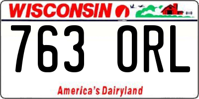 WI license plate 763ORL