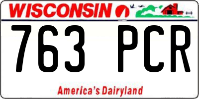 WI license plate 763PCR