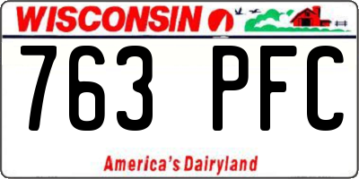WI license plate 763PFC