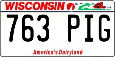 WI license plate 763PIG