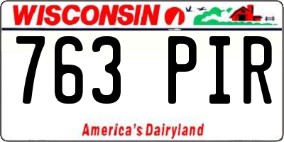 WI license plate 763PIR