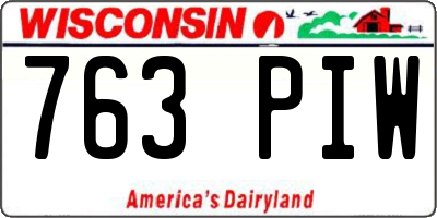 WI license plate 763PIW