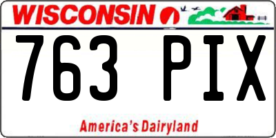 WI license plate 763PIX