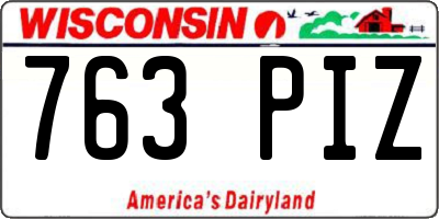 WI license plate 763PIZ