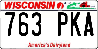 WI license plate 763PKA