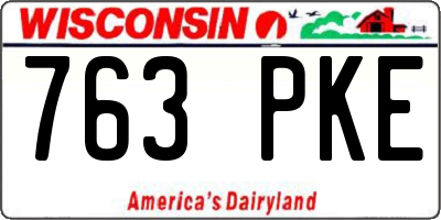 WI license plate 763PKE