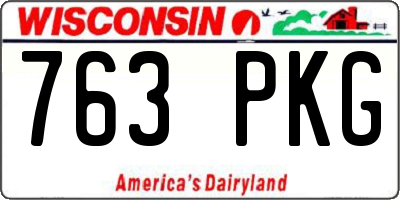 WI license plate 763PKG