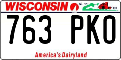WI license plate 763PKO