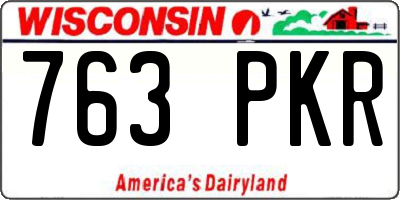 WI license plate 763PKR