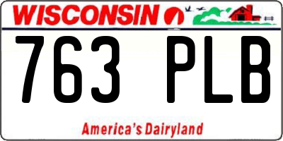 WI license plate 763PLB