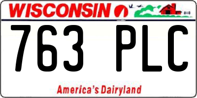 WI license plate 763PLC