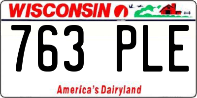 WI license plate 763PLE