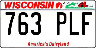 WI license plate 763PLF