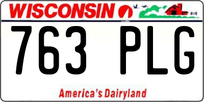 WI license plate 763PLG