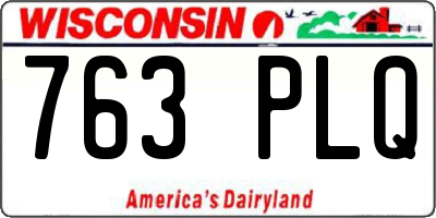 WI license plate 763PLQ