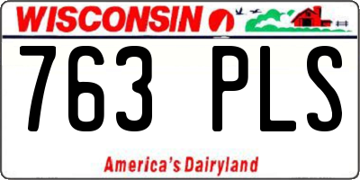 WI license plate 763PLS