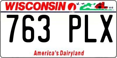 WI license plate 763PLX