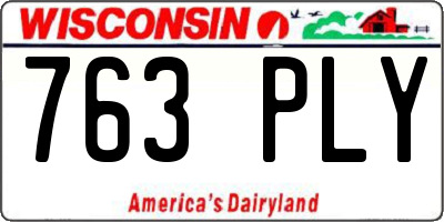 WI license plate 763PLY
