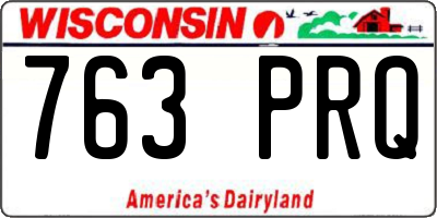 WI license plate 763PRQ