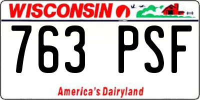 WI license plate 763PSF