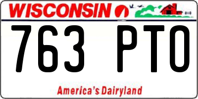 WI license plate 763PTO