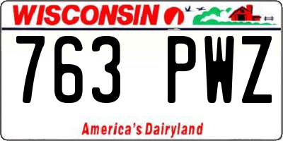 WI license plate 763PWZ