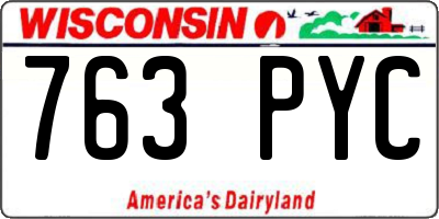 WI license plate 763PYC