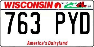 WI license plate 763PYD